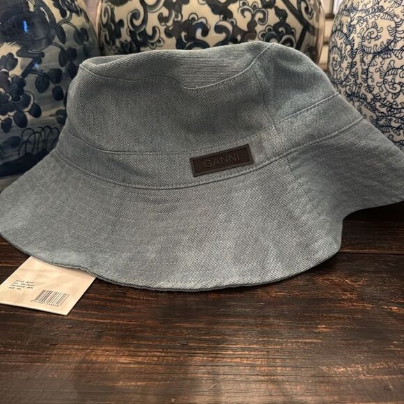 Ganni Blue Bucket Hat size Medium/Large main image 4